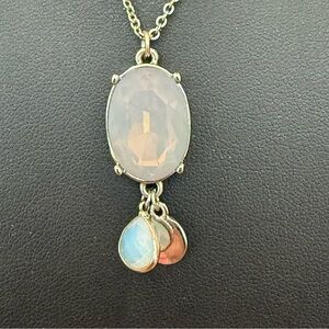 LOFT Faux Moonstone Pendant Necklace Silver Tone